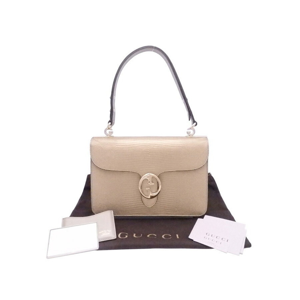 Gucci Gold Logo Leather Bag Embossed GG Shoulder - Picture 2 of 3